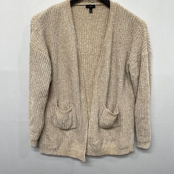 Talbots Women Open Front Sweater Top Size Large Polyester Beige B355 -5 - Picture 11 of 16